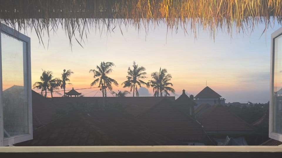 Sunset terrace at Slavic Roots Cafe & Eatery in Berawa Canggu, Bali