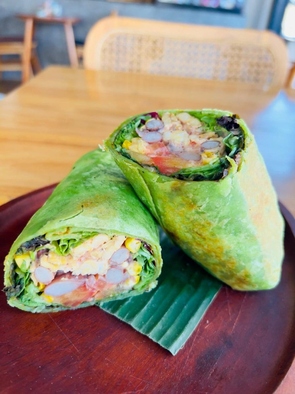 Organic vegan fresh vegetable wrap at Slavic Roots Cafe in Berawa, Canggu, Bali